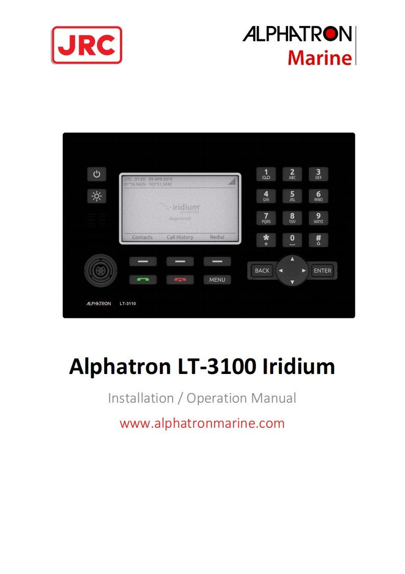 SatComs-Alphatron-Alphatron-LT-3100-Iridium-安装操作说明书手册--28-7-2020