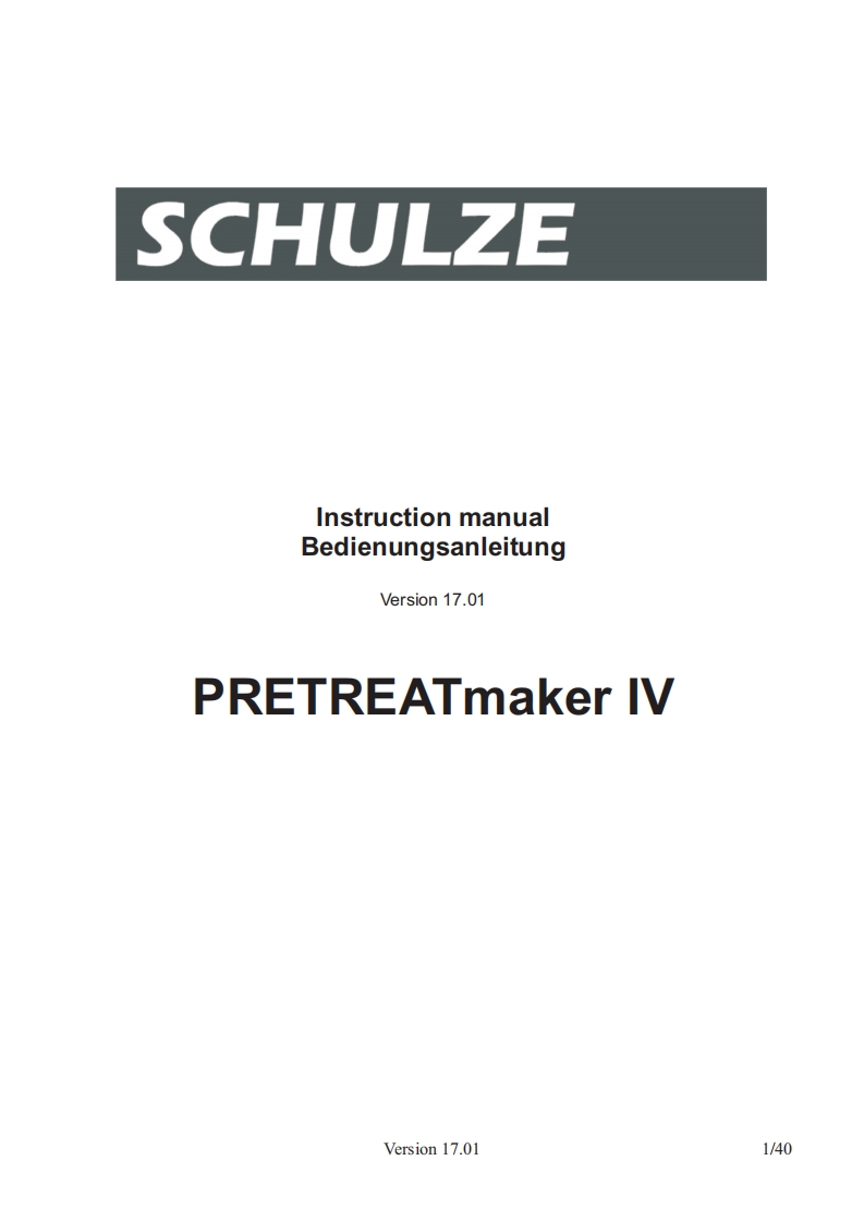 SchulzeIVInstructionManualv17.01操作说明书手册