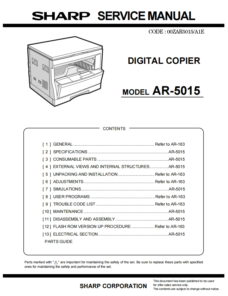 SharpAR5015维修维护手册
