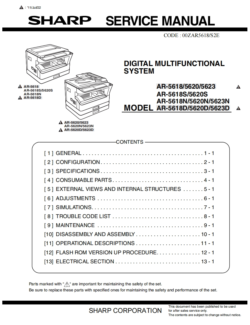 SharpAR5618-5620-5623维修维护手册