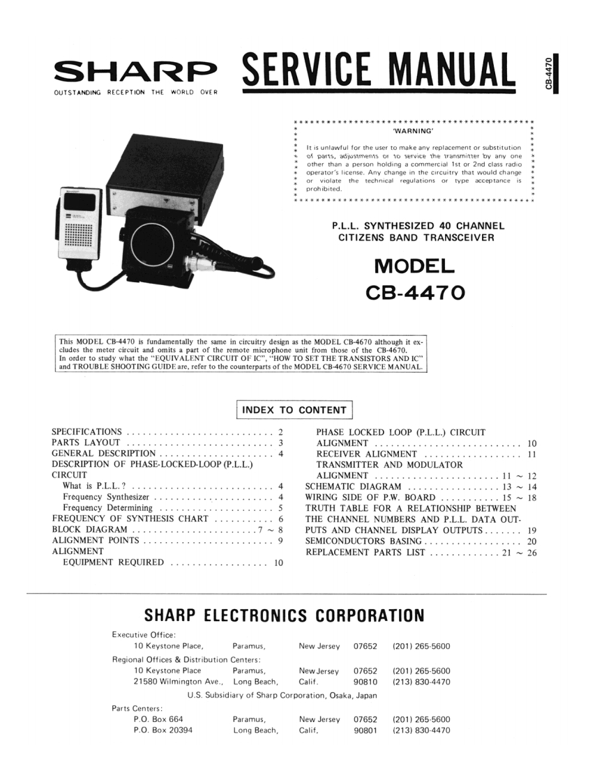 Sharp_CB-4470_Service_Manual维修手册含电器原理图