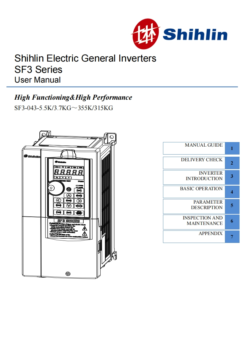 Shihlin-SF3-Manual变频器操作说明书手册-V1.05-ENG