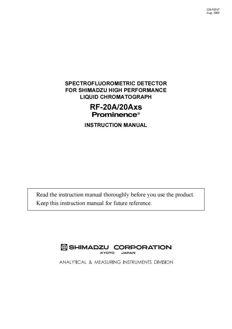 Shimadzu-RF-20A-Prominence-操作说明书手册