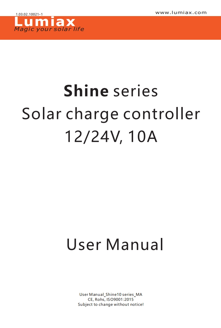 Shine10-series-Solar-controller-操作说明书手册-MA