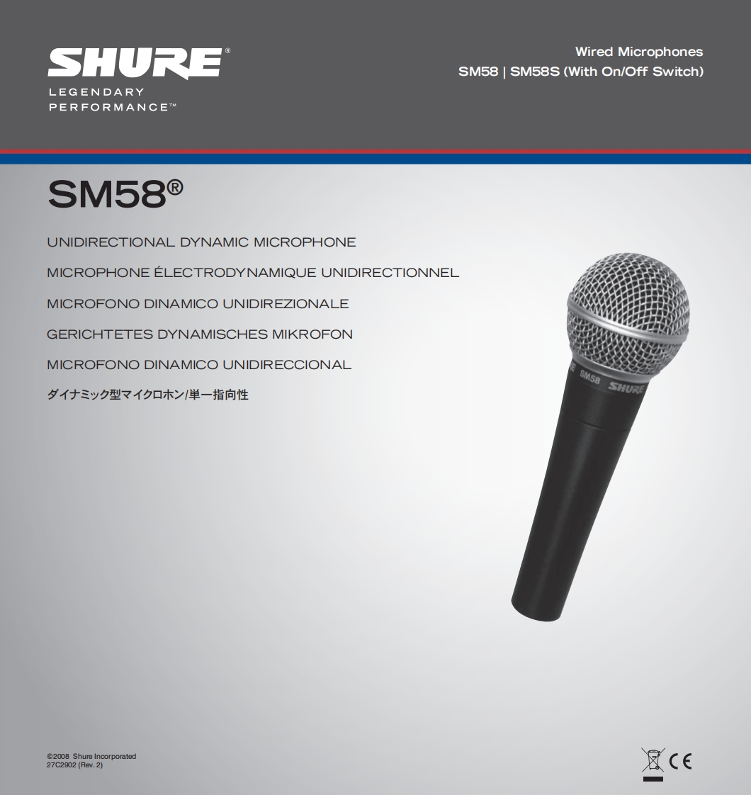 Shure_SM58_SM58S_Manual操作说明书手册