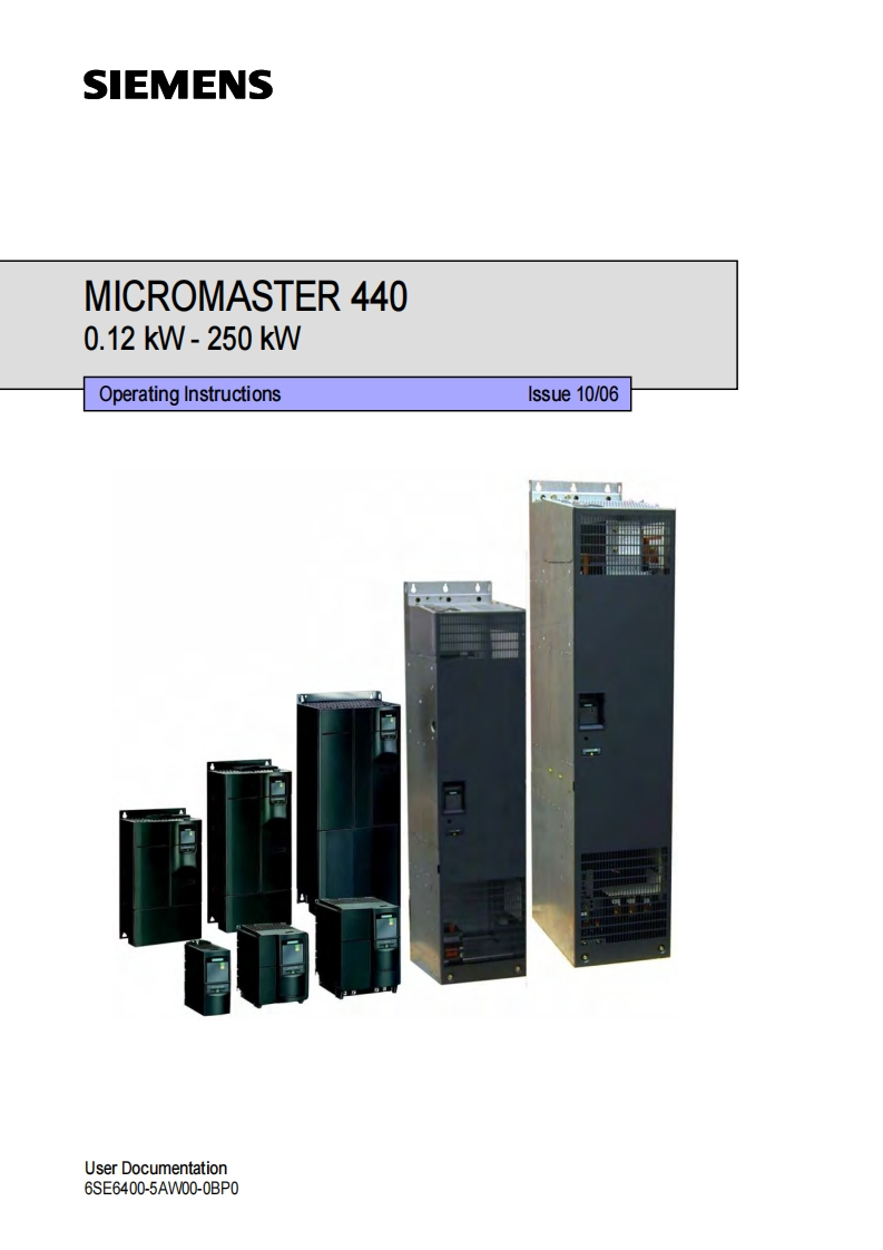 Siemens-Micromaster-440-安装调试说明书手册