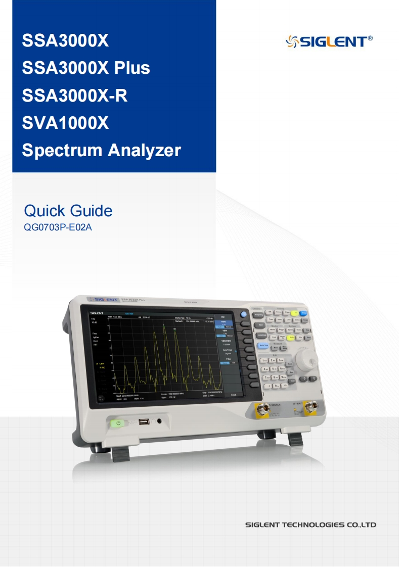 Siglent_SSA3000X_SSA3000X-Plus_SSA3000X-R_SVA1000X_快速操作说明书手册-Web