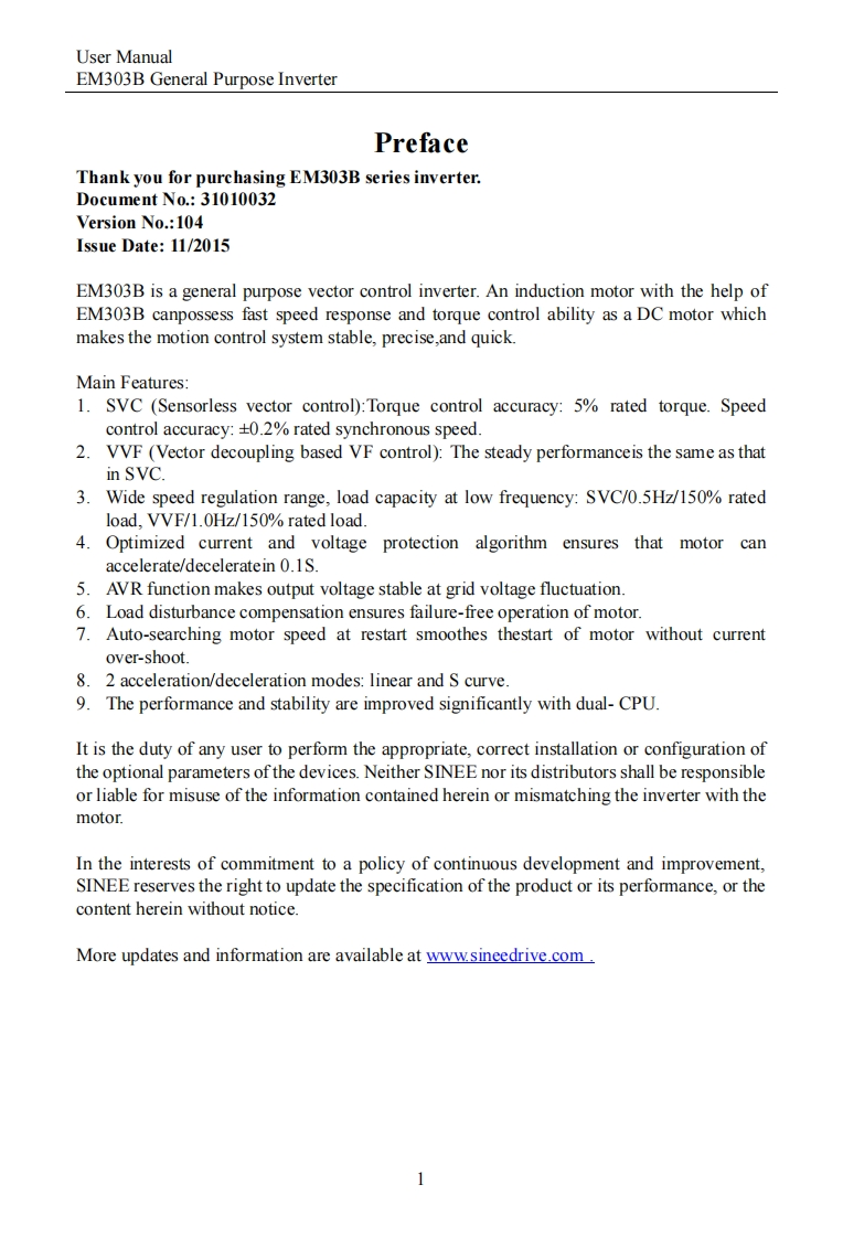 Sinee-EM303B-Manual变频器操作说明书手册-ENG