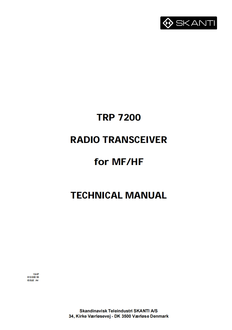Skanti_TRP-7200_Technical_Manual操作说明书手册