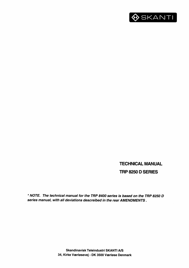 Skanti_TRP-8250D_Technical_Manual操作说明书手册