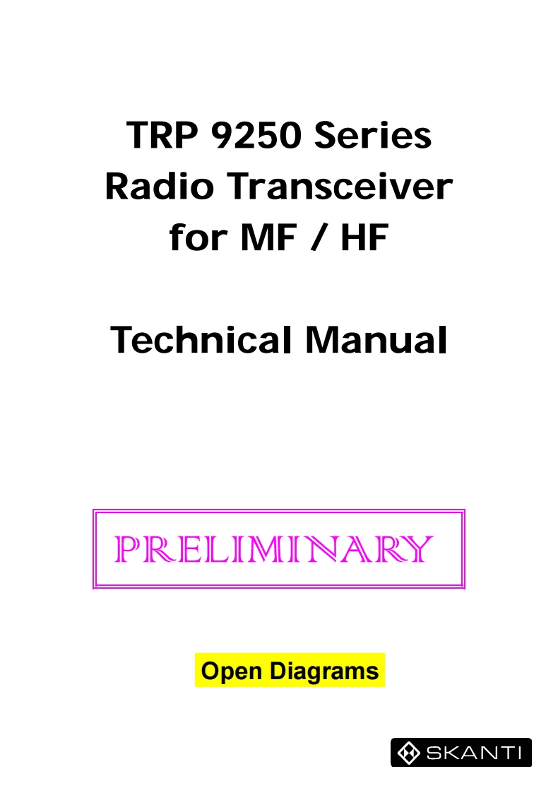 Skanti_TRP-9250_Technical_Preliminary_Manual操作说明书手册