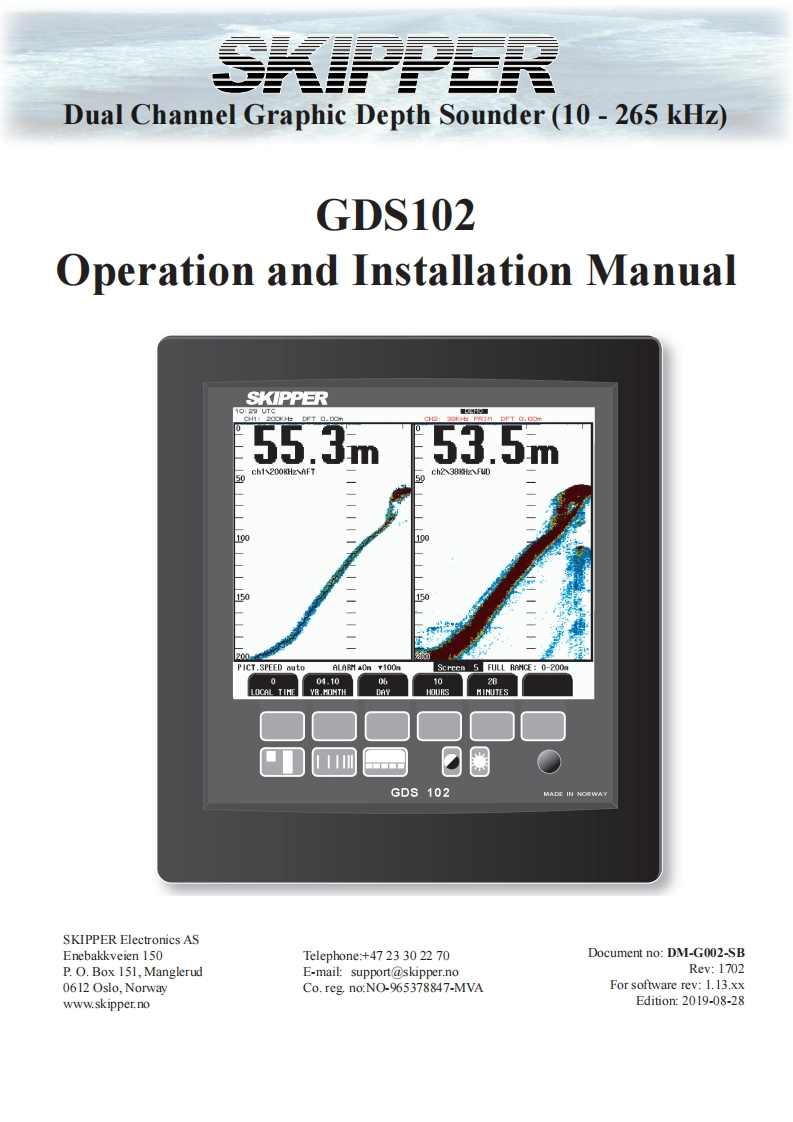 Skipper_GDS102_Op_Ins_Manual安装操作说明书手册