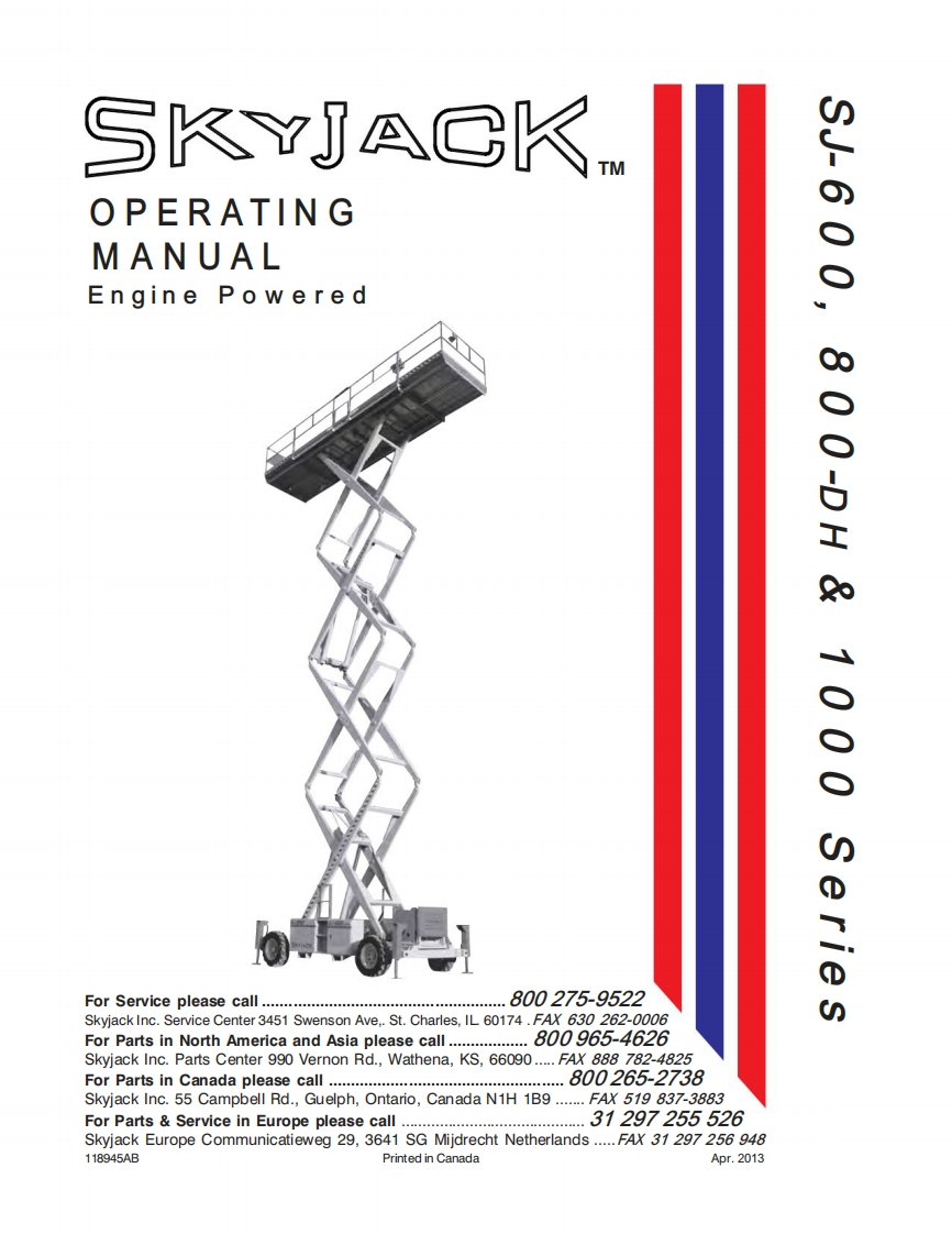 SkyJack-SJ7027RT-Operators-使用说明书手册