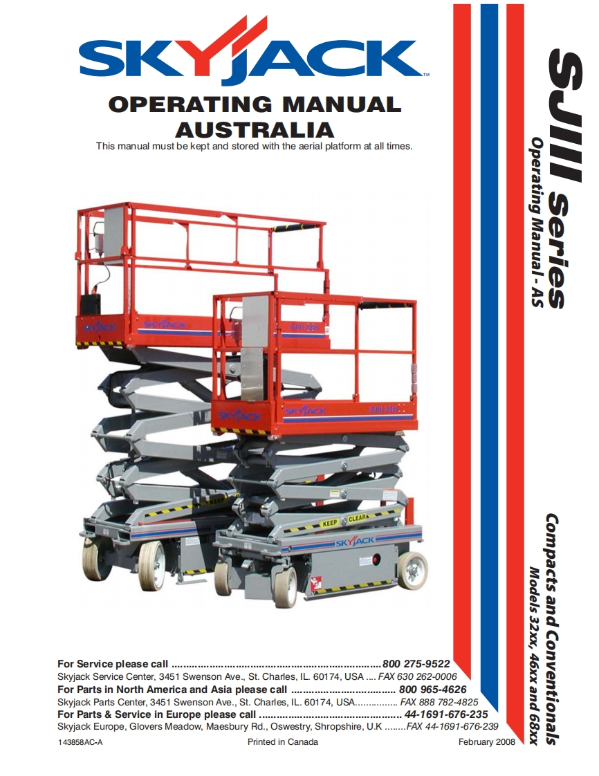 Skyjack-S111-4632-Operators-Manual操作与维护保养说明书手册