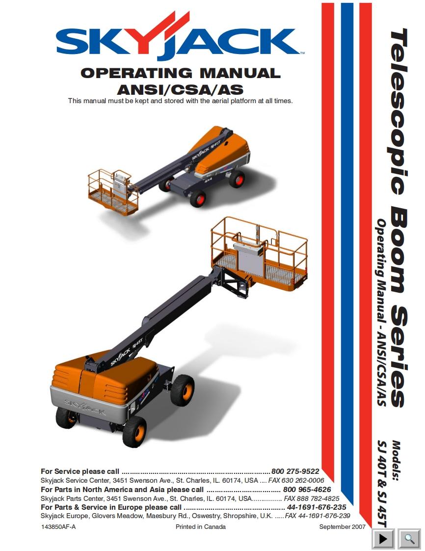 Skyjack-SJ45T_操作说明书手册