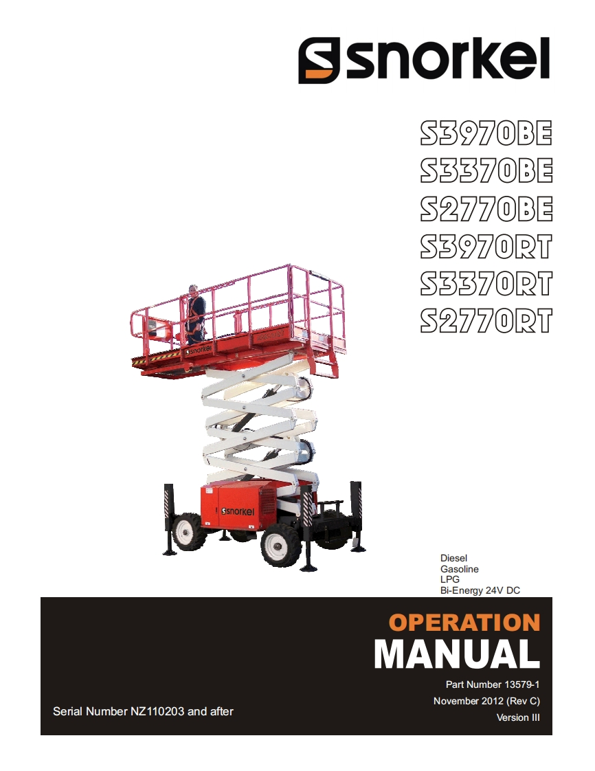 Snorkel-S2770RT-Operators-Manual操作与维护说明书手册