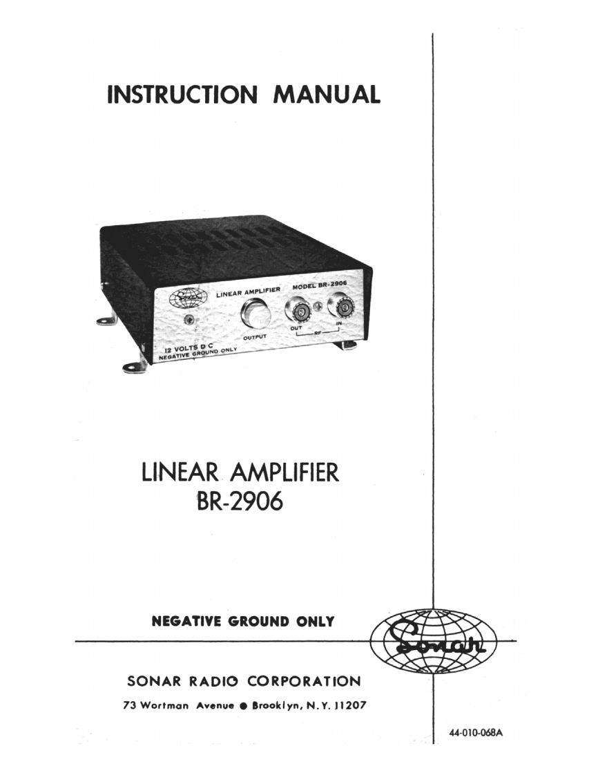 Sonar_BR-2906-Manual操作说明书手册