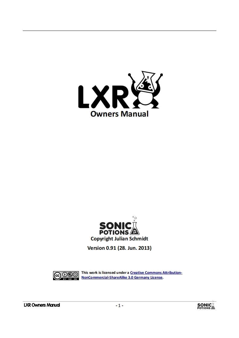 SonicPotions_LXR_OwnersManual使用操作说明书手册
