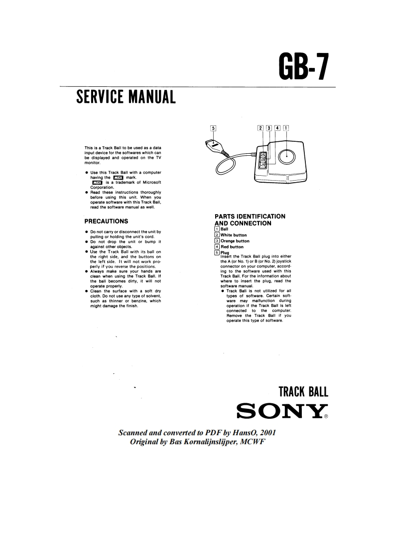 Sony-GB7-Trackball-维修手册-找手册网
