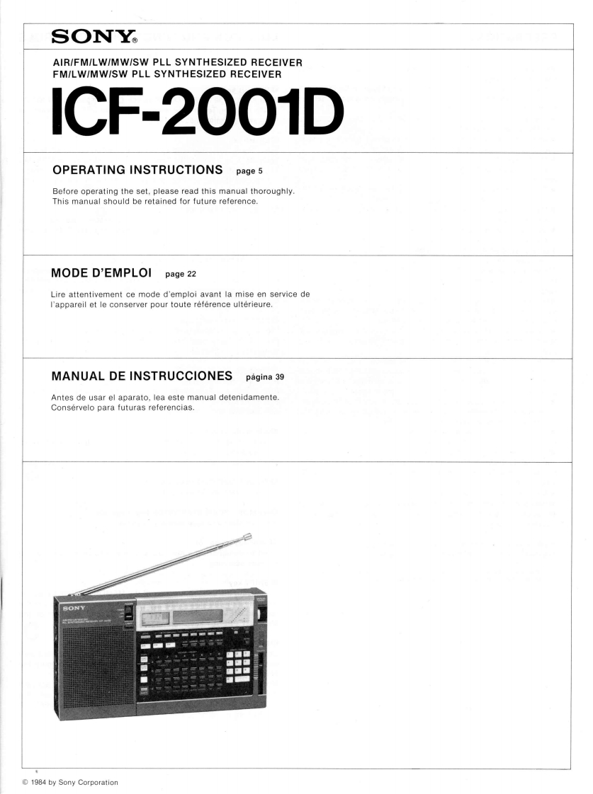 Sony_ICF-2001D_使用说明书手册