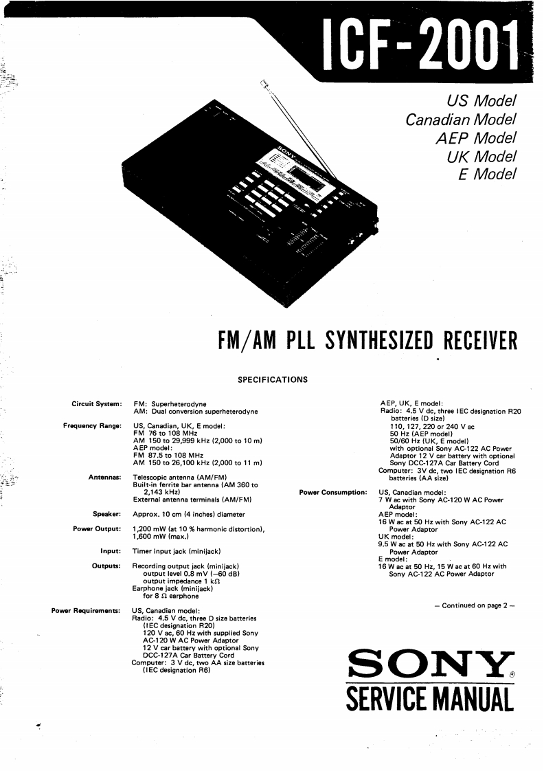 Sony_ICF-2001_参考电器原理图