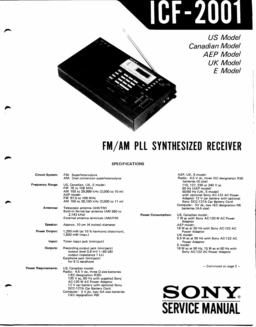 Sony_ICF-2001_维修维护电器原理图手册