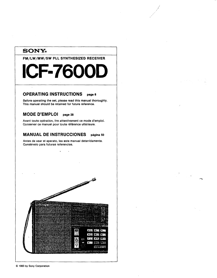 Sony_ICF-7600D_使用说明书手册