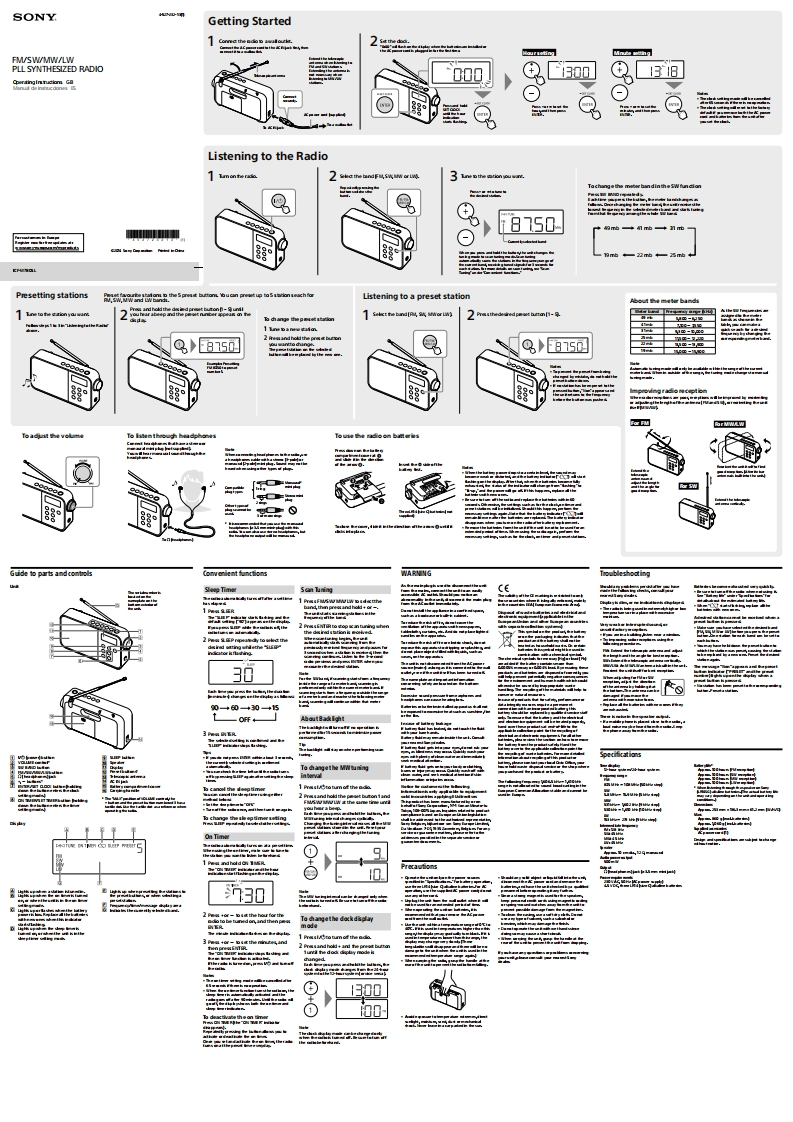 Sony_ICF-M780SL_使用说明书手册