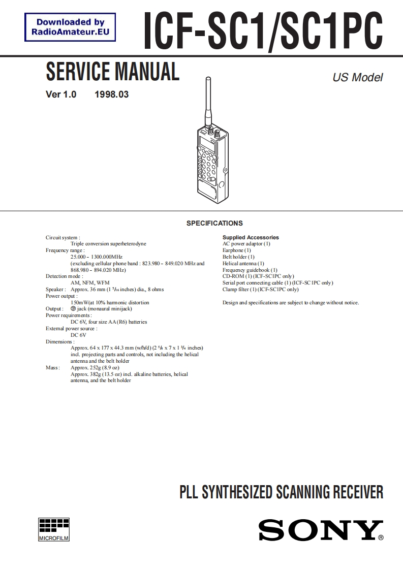 Sony_ICF-SC1_ICF-SC1PC_serv维修手册含电器原理图