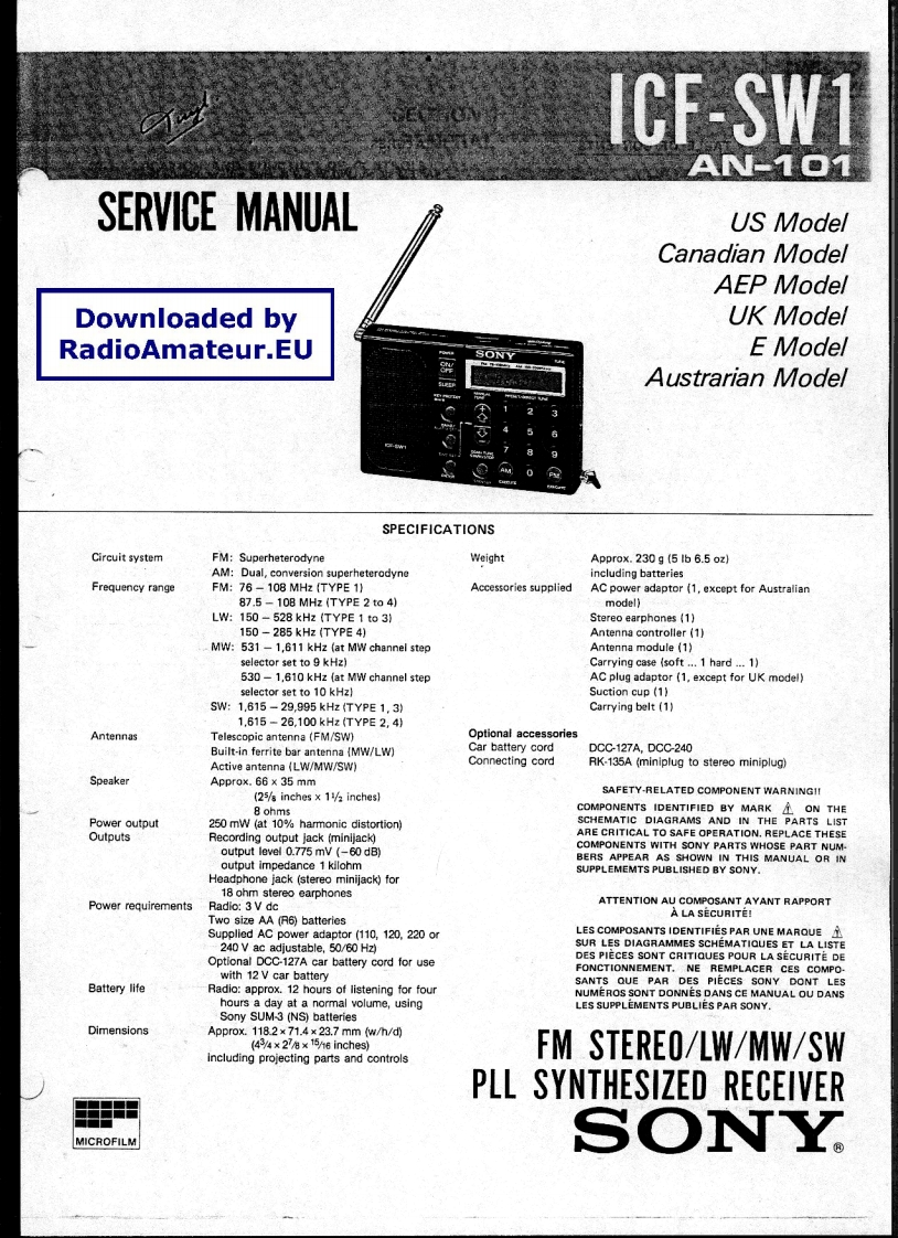 Sony_ICF-SW1_维修维护电器原理图手册