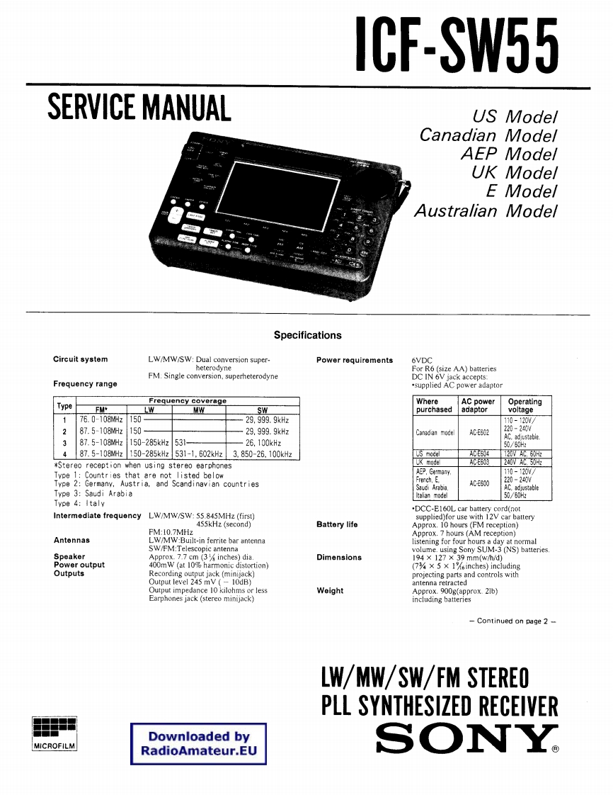Sony_ICF-SW55_维修维护电器原理图手册