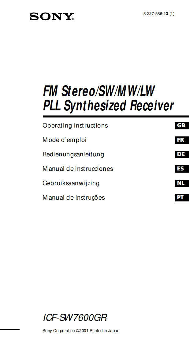Sony_ICF-SW7600GR_使用说明书手册