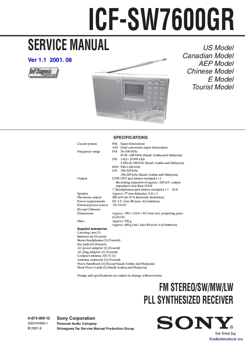 Sony_ICF-SW7600GR_维修维护电器原理图手册_2001