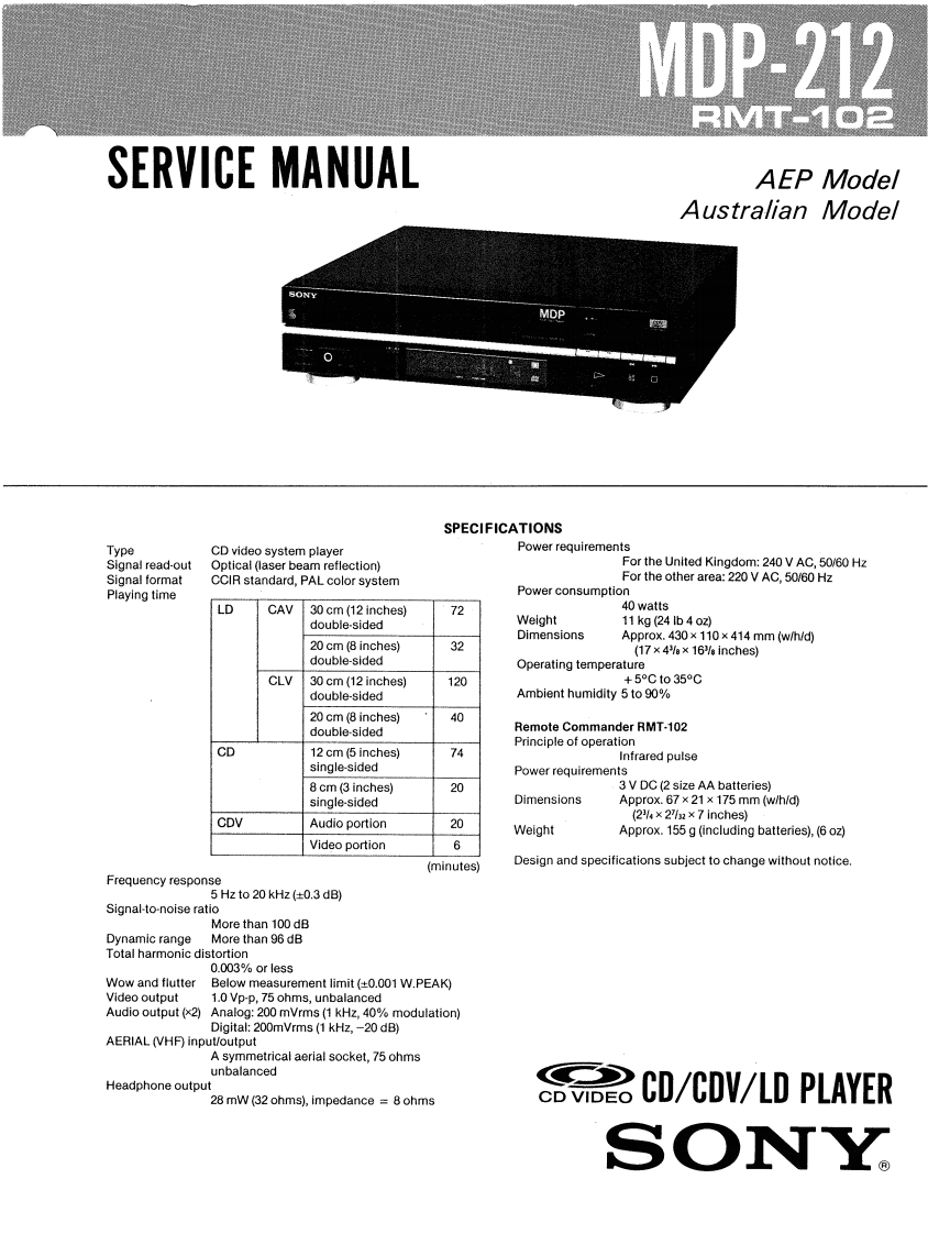 Sony_MDP-212_Service.Manual维修手册