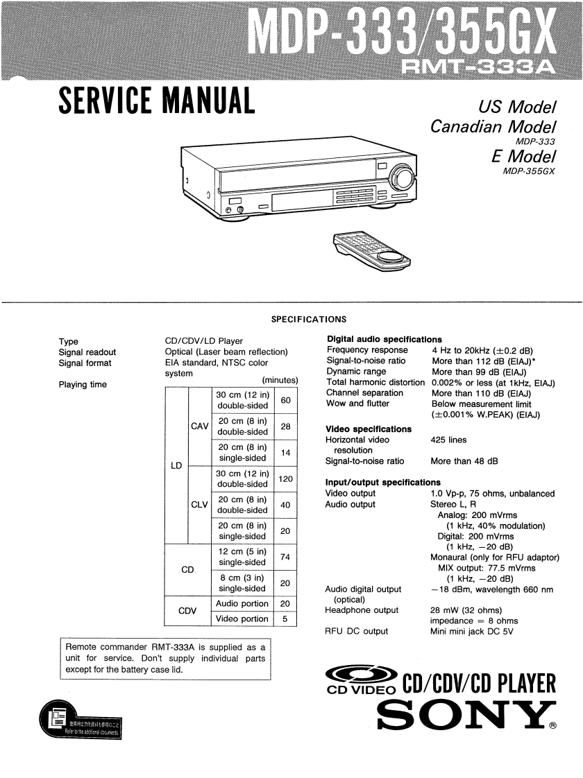 Sony_MDP-333_MDP-355GX_Service.Manual维修手册