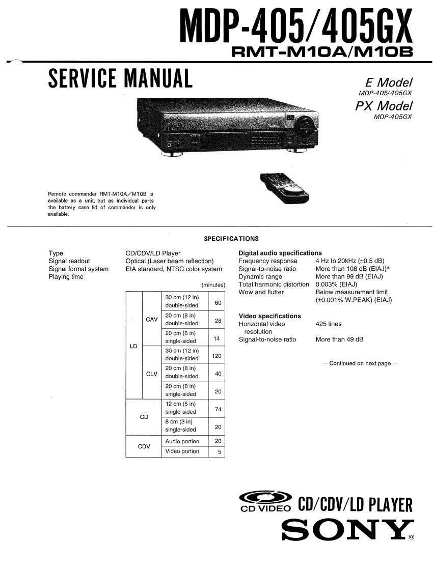 Sony_MDP-405_MDP-405GX_Service.Manual维修手册