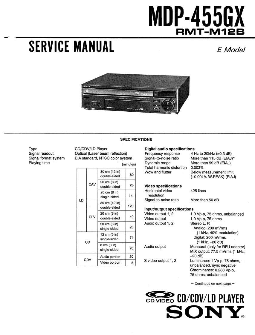 Sony_MDP-455GX_Service.Manual维修手册