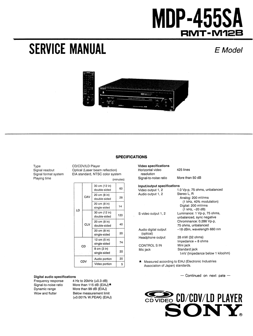 Sony_MDP-455SA_Service.Manual维修手册