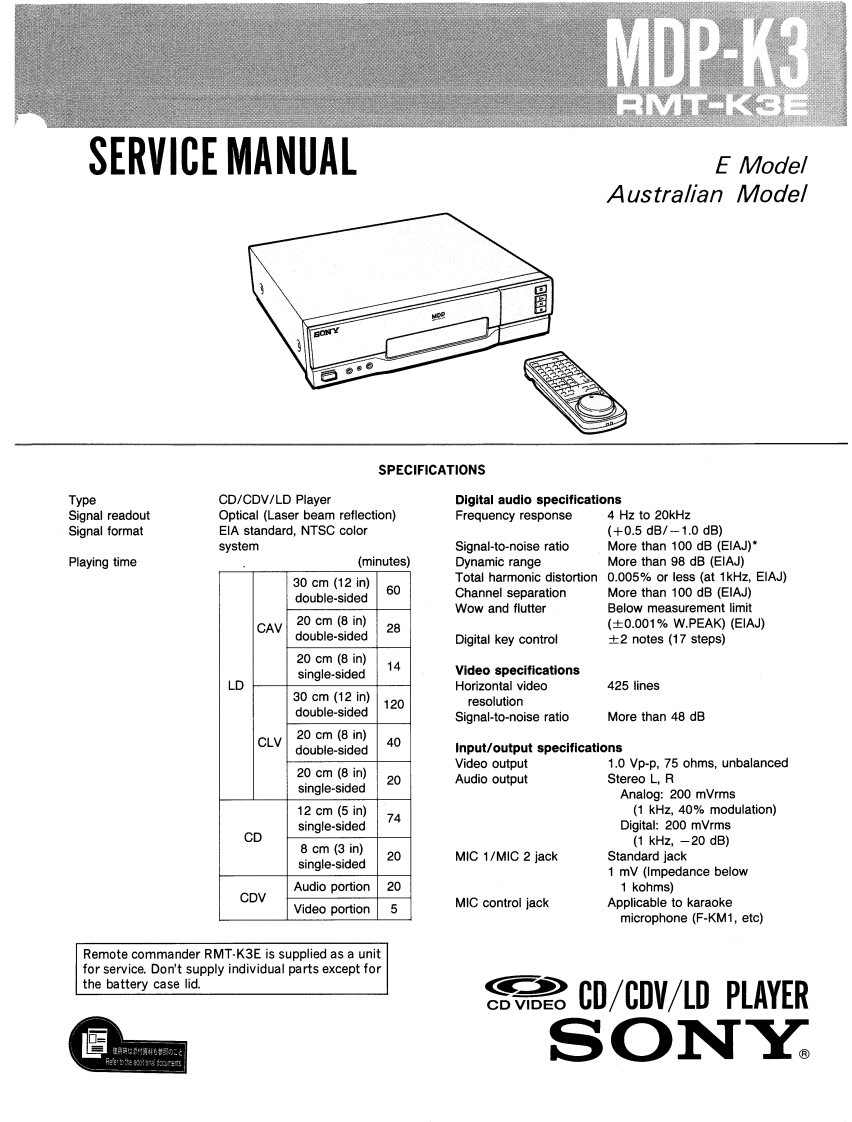 Sony_MDP-K3_Service.Manual维修手册