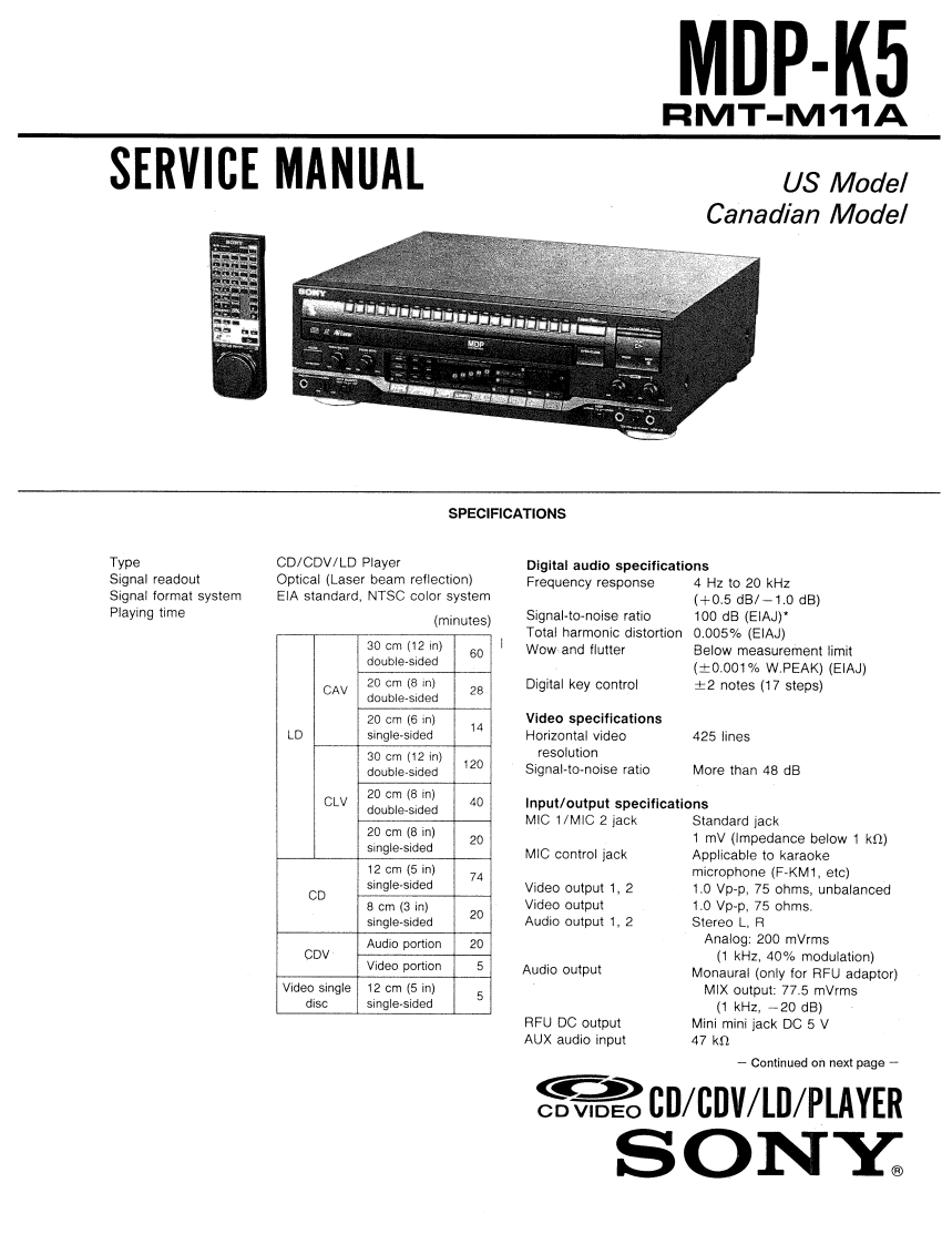 Sony_MDP-K5_Service.Manual维修手册