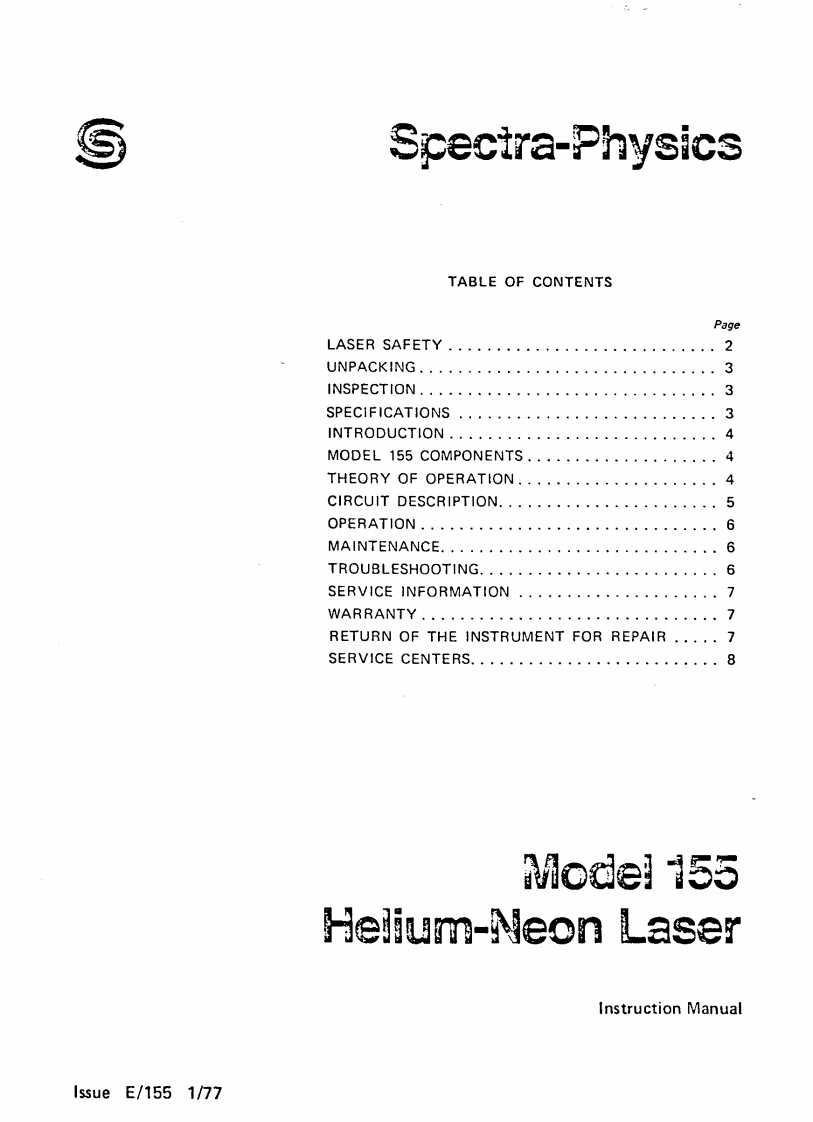 Spectra-Physics-155-User-Manual操作说明书手册新质力文库 - 聚焦新质生产力发展的数字化知识库_行业洞察 / 理论成果 / 实践指南免费下载新质力文库