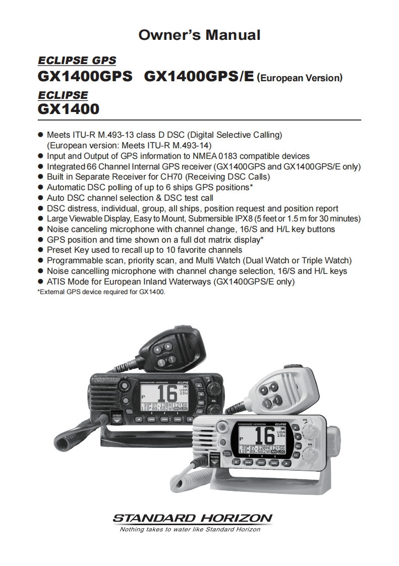 StandardHorizon_GX1400_Owners_Manual用户使用操作说明书手册