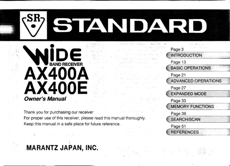 Standard_AX-400_user操作说明书手册