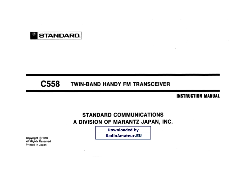 Standard_C-558_user操作说明书手册