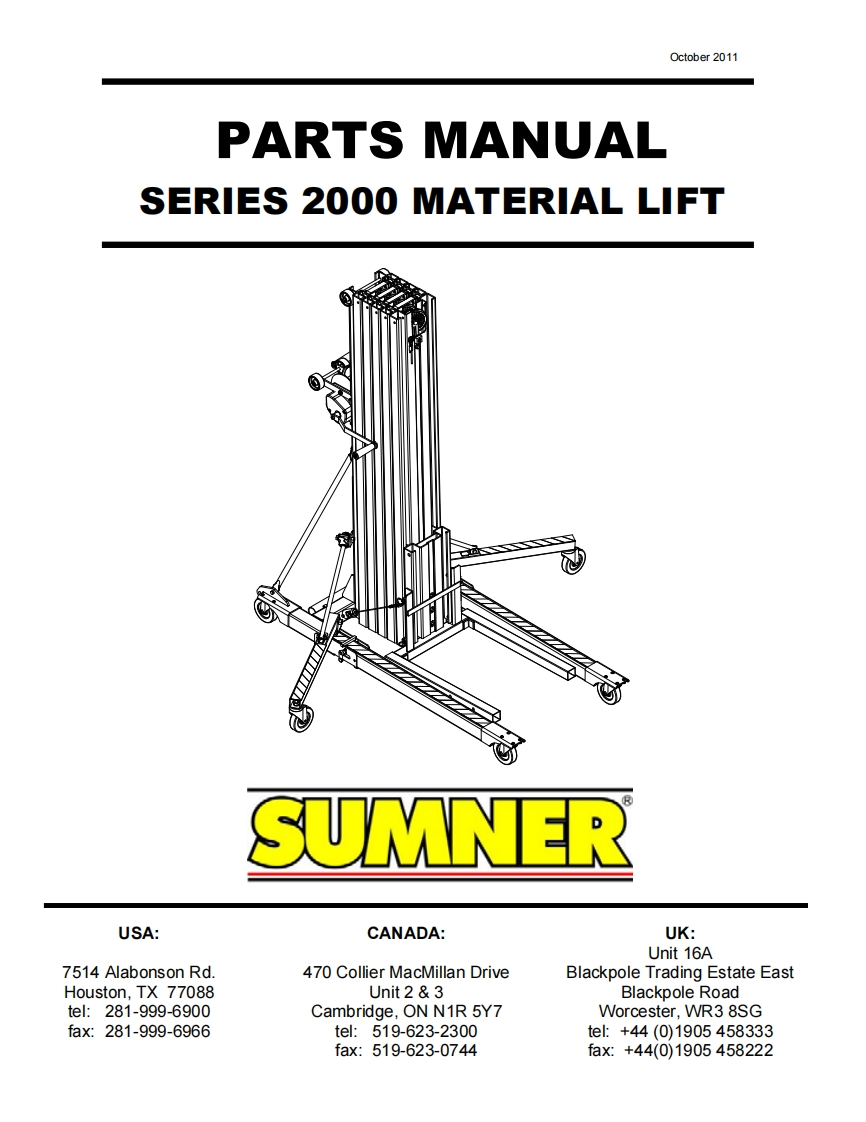 Sumner2000series零部件参考手册