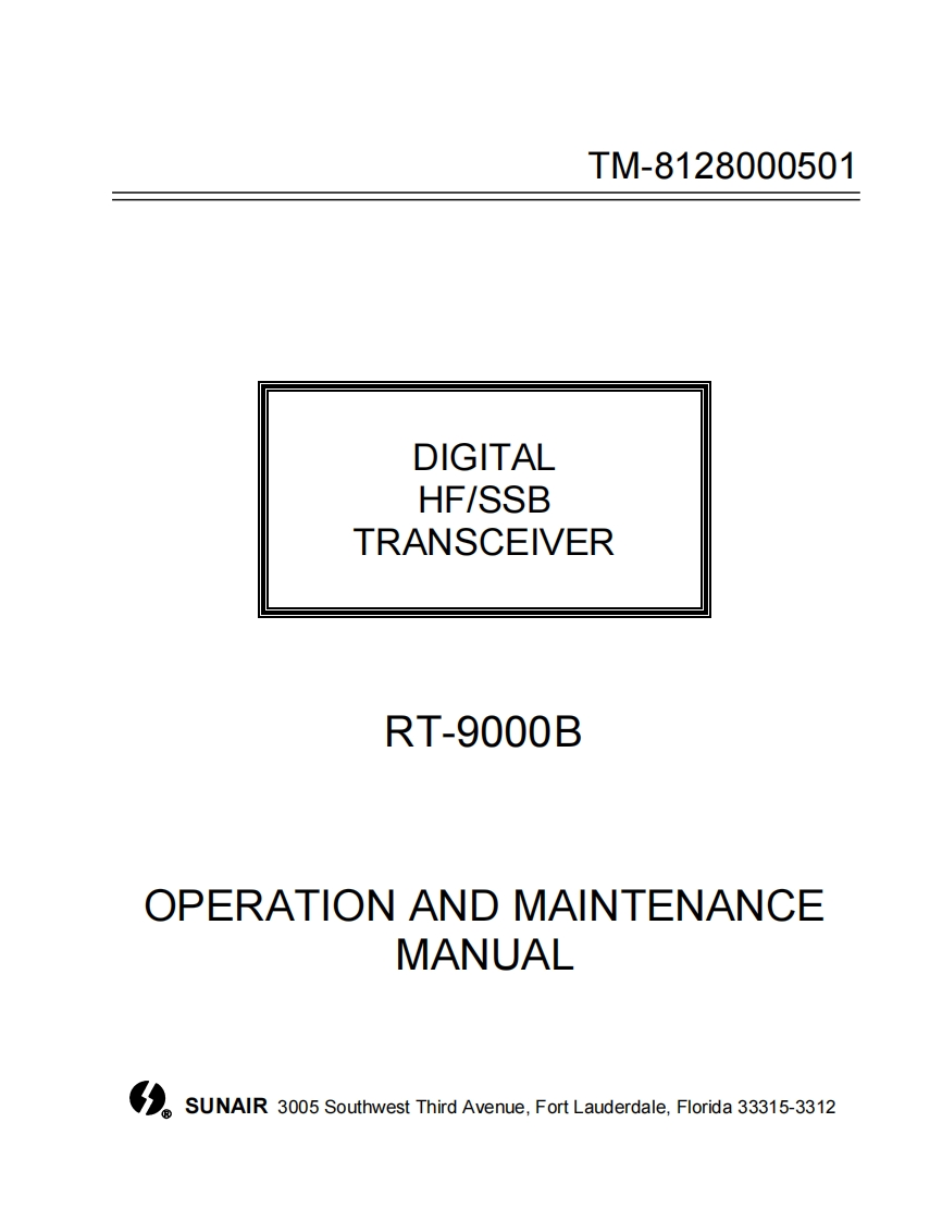 Sunair_RT-9000B_维修维护电器原理图手册_使用说明书手册