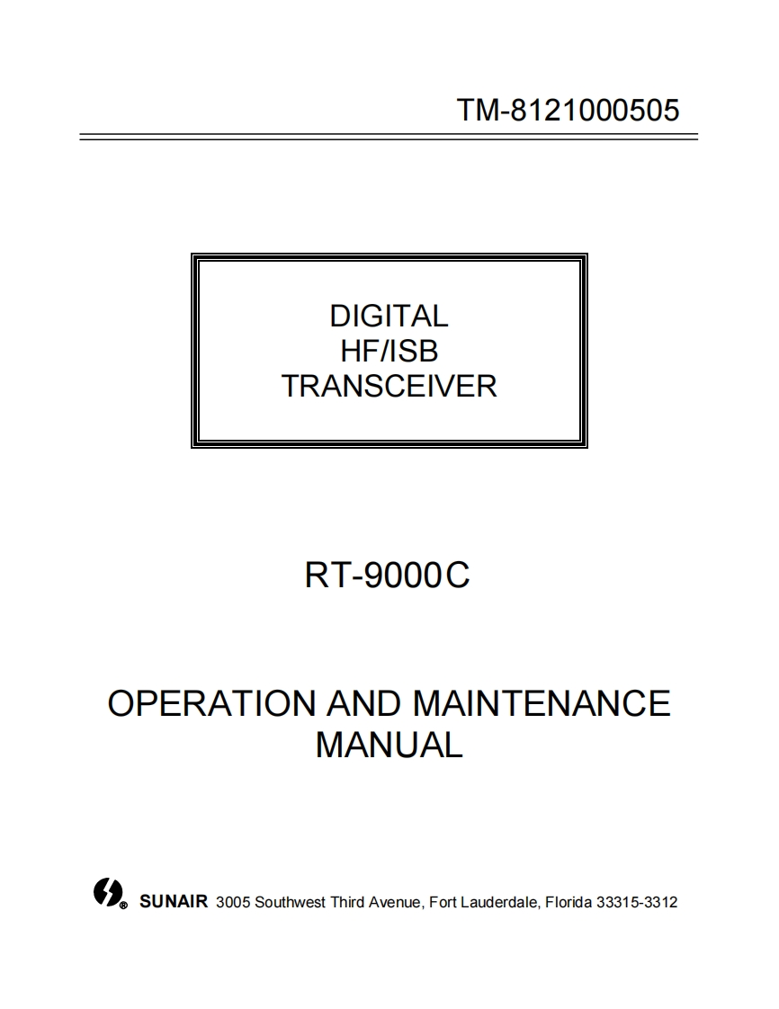 Sunair_RT-9000C_维修维护电器原理图手册_使用说明书手册_2002新质力文库 - 聚焦新质生产力发展的数字化知识库_行业洞察 / 理论成果 / 实践指南免费下载新质力文库