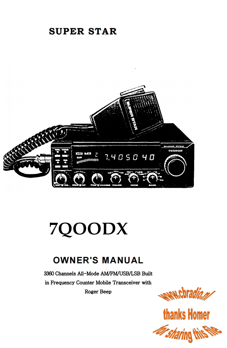 Superstar_7000DX_Homer_使用说明书手册