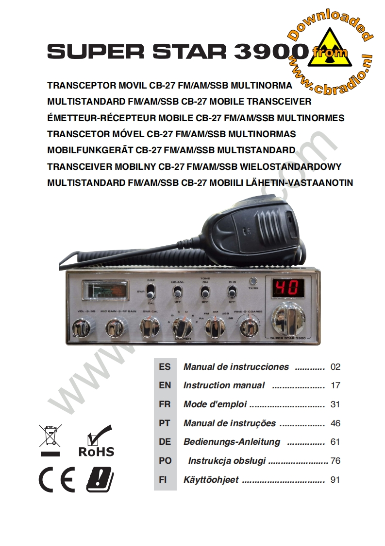 Superstar_SS3900_使用说明书手册_ESP_FR_PT_DE_PO_FL