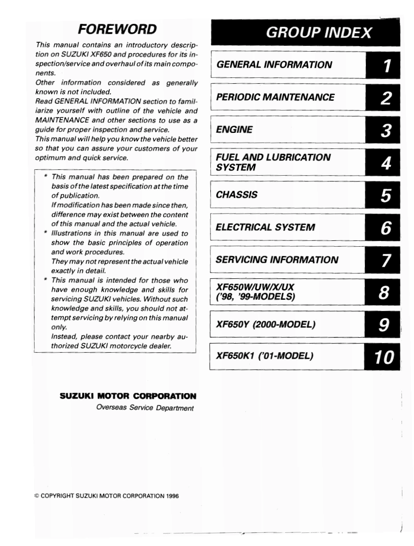 Suzuki_XF650_Freewind_Service_Manual维修维护手册